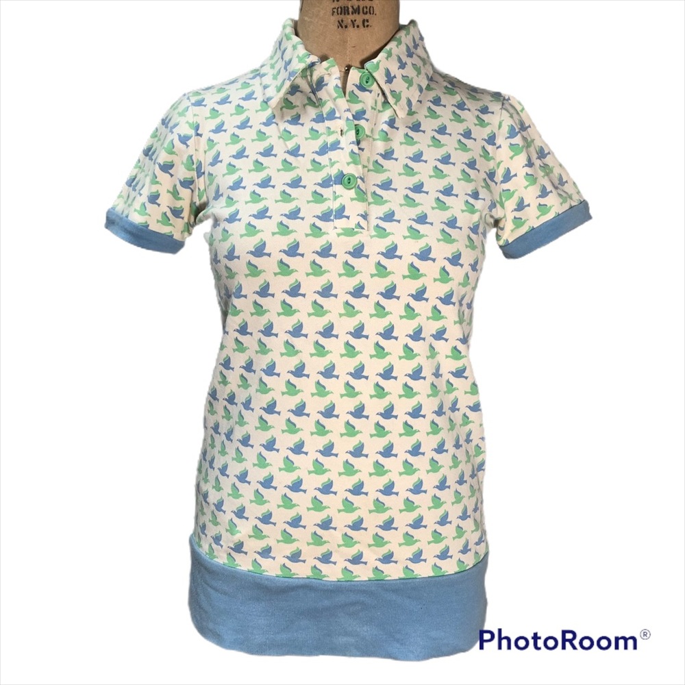 Fossil bird print polo top size XS